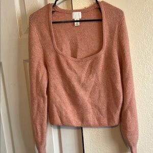 H&M Pink Crew Neck Sweater Soft Knit